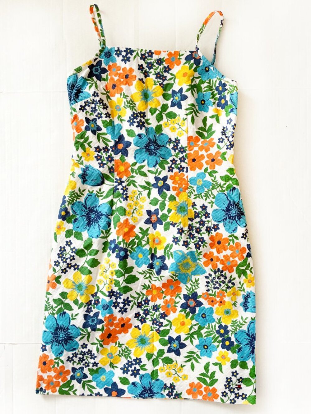 Tommy Hilfiger Y2K Retro Pop Floral Cotton Spaghetti-Strap Sheath Dress Size 10